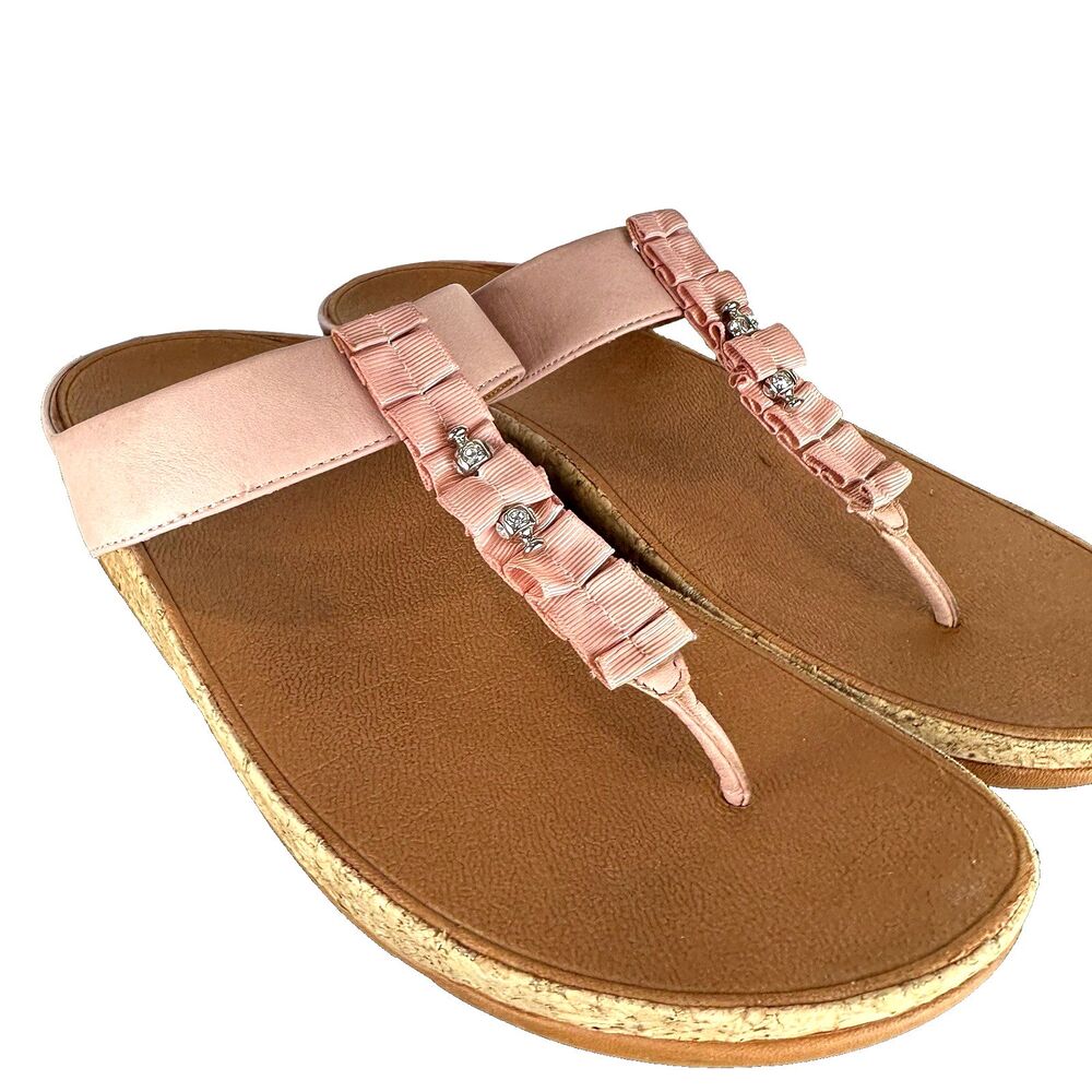 FitFlop Thong Comfort Support Sandal Size 11 Womens Pink Jewel Bling Platform